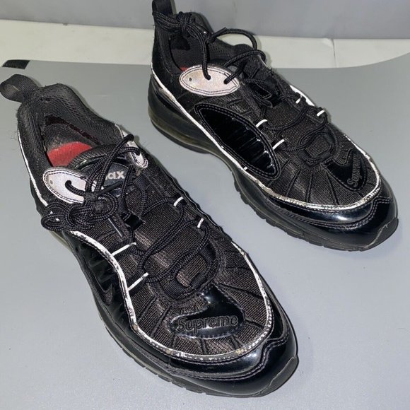 Size 9 - Nike Air Max 98 x Supreme Black 2016 844694-001 (No Box / Pre-Owned)